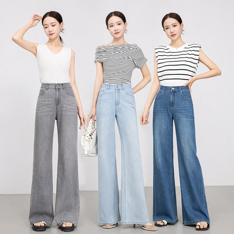 Jeans for Women Denim Flared Pants Women Thin Design A Slight Drape Stretchy Casual Pants