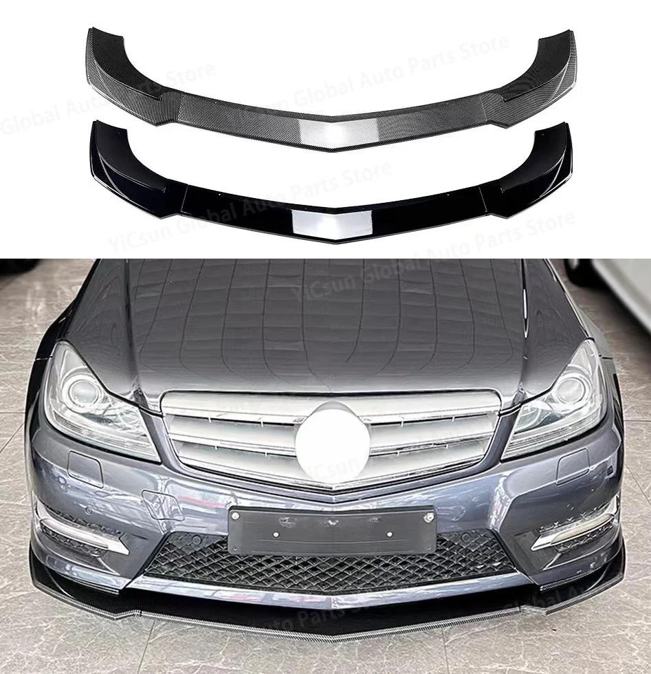 

Front Spoiler Lip For Mercedes-Benz C Class W204 S204 Facelift 2011-2014 AMG Line Sport Gloss Black/Carbon Look ABS Plastic