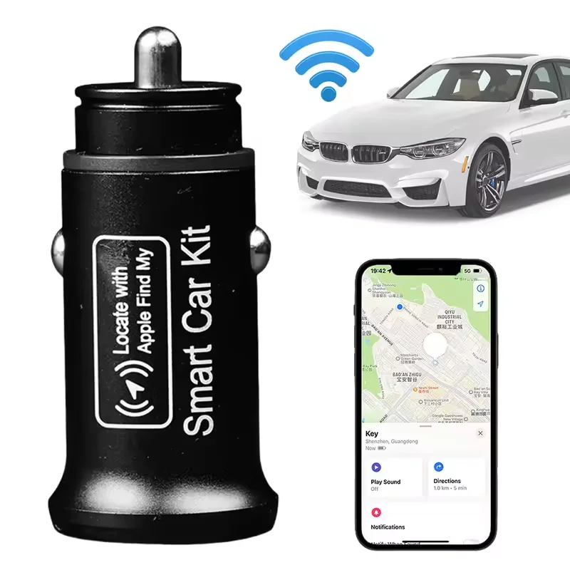 New Car Charger Cigarette Lighter USB Type-C Adapter Hidden GPS Locator Track Find My Plug and Play for IOS Apple System