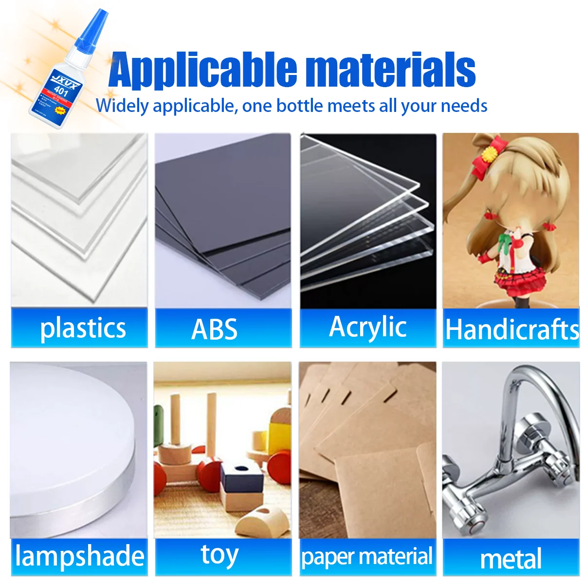 401 Handgefertigter DIY-Mehrzweck-Sekundenkleber Cyanacrylat-Klebstoff 20 g Sofortiger Schnellkleber Leder Gummi Holz Glas Metall Stärker Alle Verbindungen Extra starkes Klebewerkzeug Mit Spender.