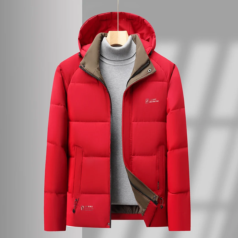 الرجال الفاخرة مقنعين الشتاء سترة سميكة الدافئة معطف مبطّن سستة ملابس خارجية موضة الأعمال عادية الكلاسيكية تنوعا الاتجاه الرجال #6