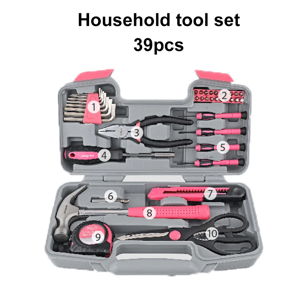 مجموعة أدوات منزلية تتضمن كماشة ومفاتيح مقبس ومجموعة كاملة من صناديق أدوات الصيانة اليومية