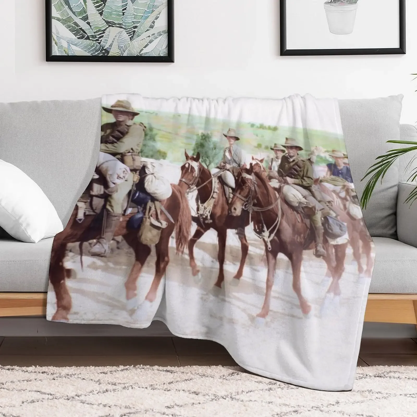 Australian Light Horse, 1918 Throw Blanket Sofas Sofa Quilt Soft Beds Blankets