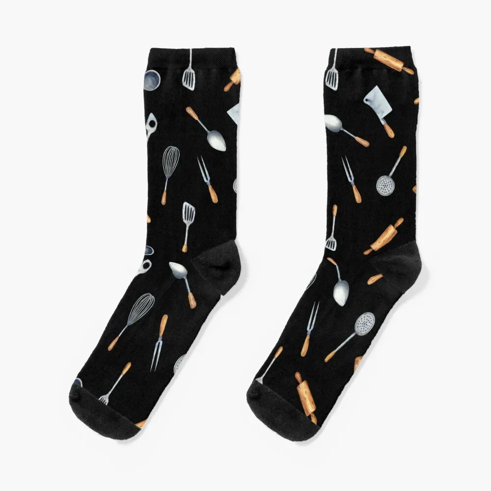 

Kitchen Utensils pattern Socks colored with print designer brand hockey Men Socks Luxury Brand Women's