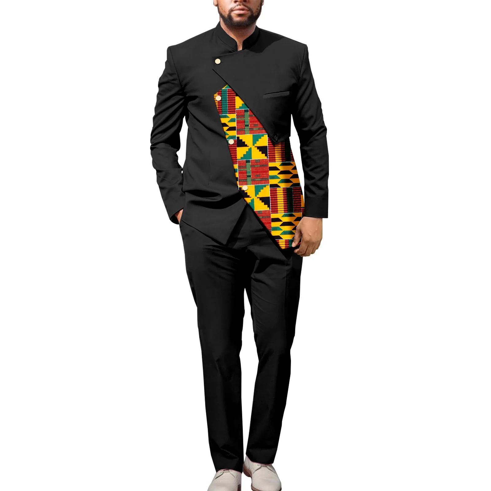 African Clothing Dashiki Printed Jacket with Ankara Pants 2 Piece Set Dress Suit Outwear for Wedding