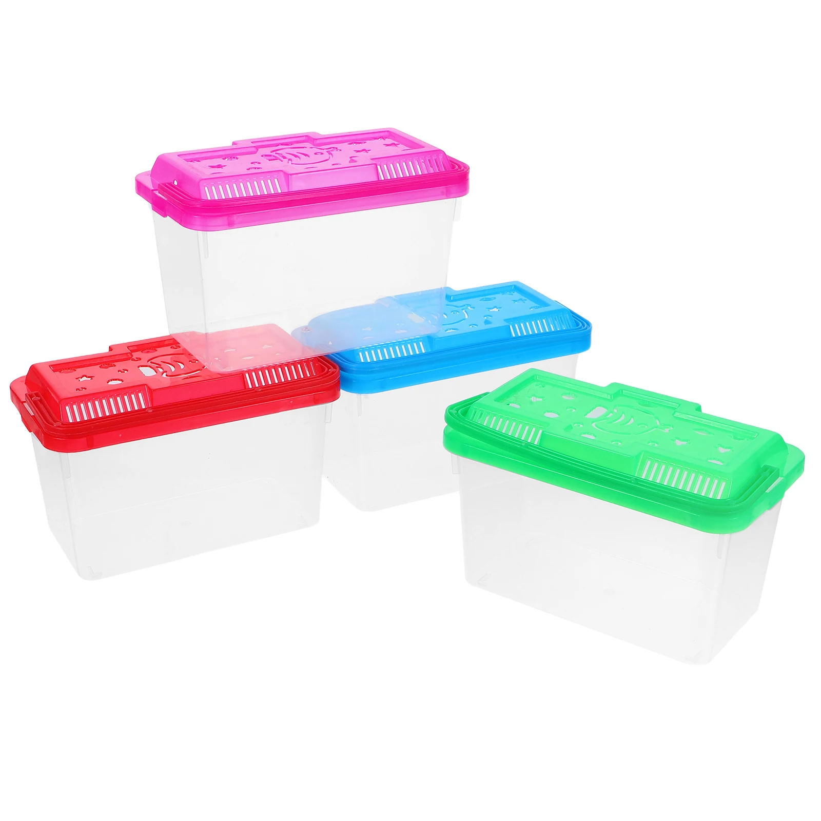 

4 Pcs Portable Fish Tank Pet Box Travel Container Handheld Aquarium Breeding Tanks Desk