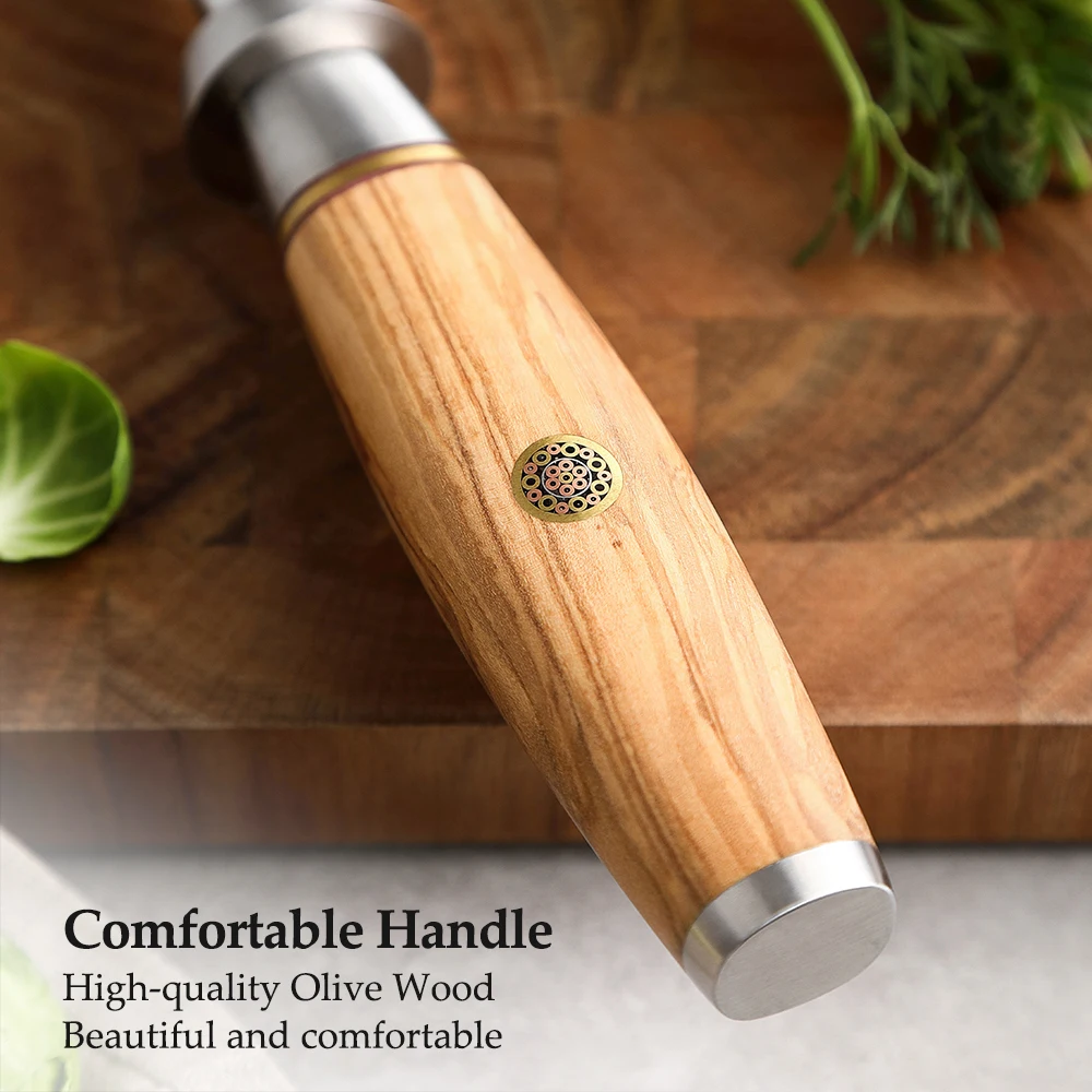 New XINZUO 228mm High Quality High Carbon Steel With Diamond Sharpeners Kitchen Knife Sharpening Rod Tool with Olive Wood Handle