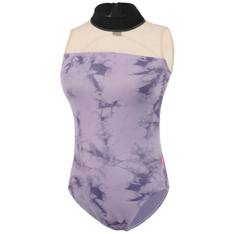 1 pcs/lot femme mode impression ballet danse justaucorps dame patchwork formation danse justaucorps pas de mouche
