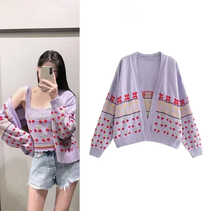 

TRAFZR Thin Cardigan Woman 2024 Summer Long Sleeve Knit Cardigan Open Stitch Tops Prairie Chic Elegant Women Cardigans