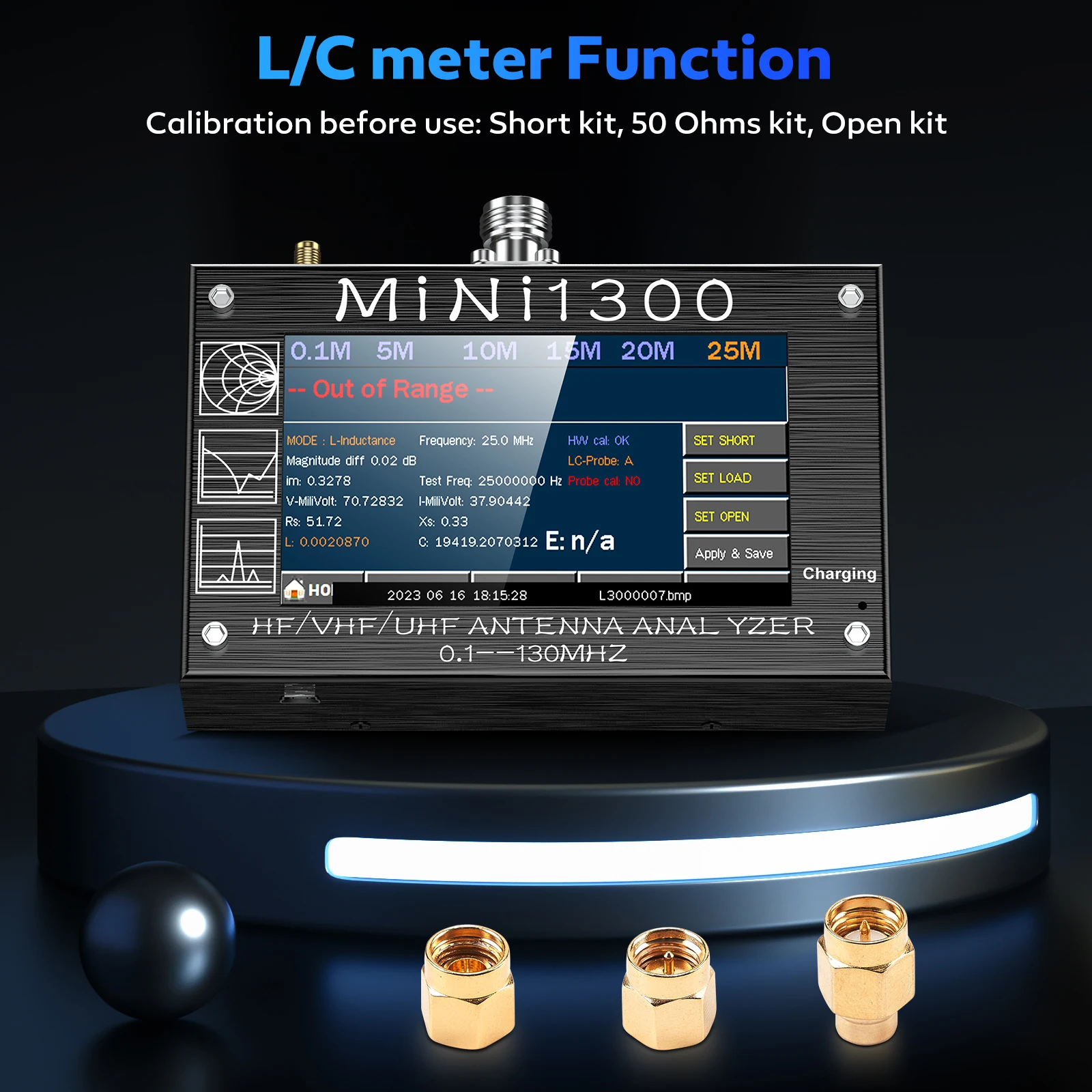 2024 zmodernizowany Mini1300 analizator antenowy 0.1Mhz ~ 1300MHz z zestawami kalibracji SMA wektor analizator sieci Multitester