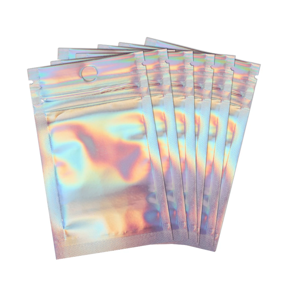 50Pcs Flat Foil Ziplock Pouch Resealable Ziplock Bag Mylar Bags for Jewelry Retail Display