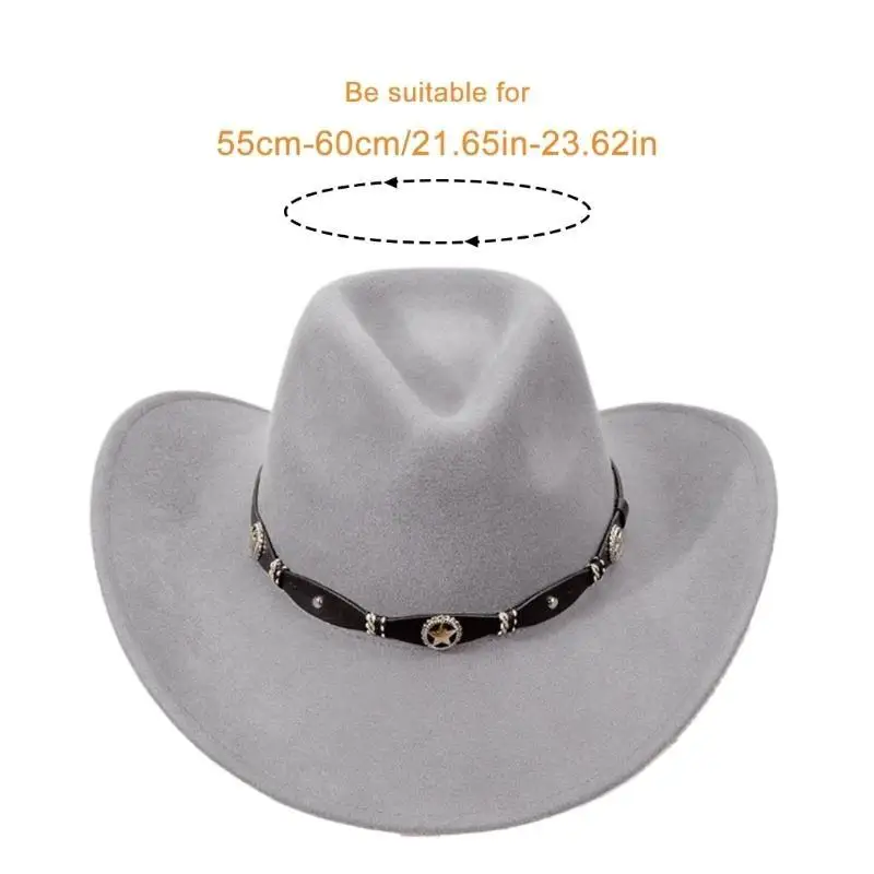 Sombrero fieltro lana 652F, sombrero occidental sombrero informal, sombrero borde ancho