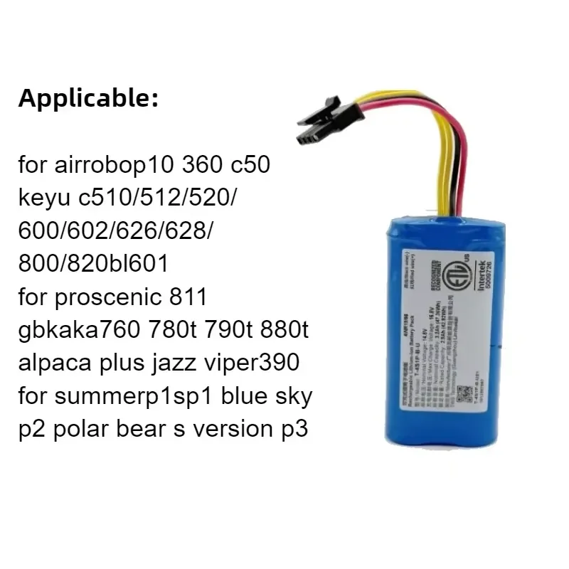 14.8V 3200mAh for AIRROBO P10 Robot Vacuum Cleaner Battery for 360 C50 for Proscenic 780T 790 P1 Series Sweeper Battery