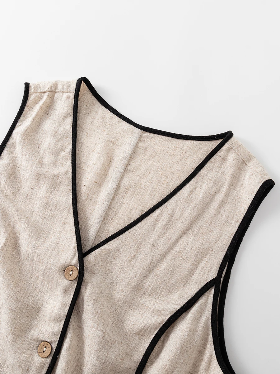 Chaleco clásico a rayas, conjunto de 2 piezas para mujer, cuello en V, chaleco sin mangas con una hilera de botones, novedad de verano, conjunto de pantalón de pierna ancha informal a la moda