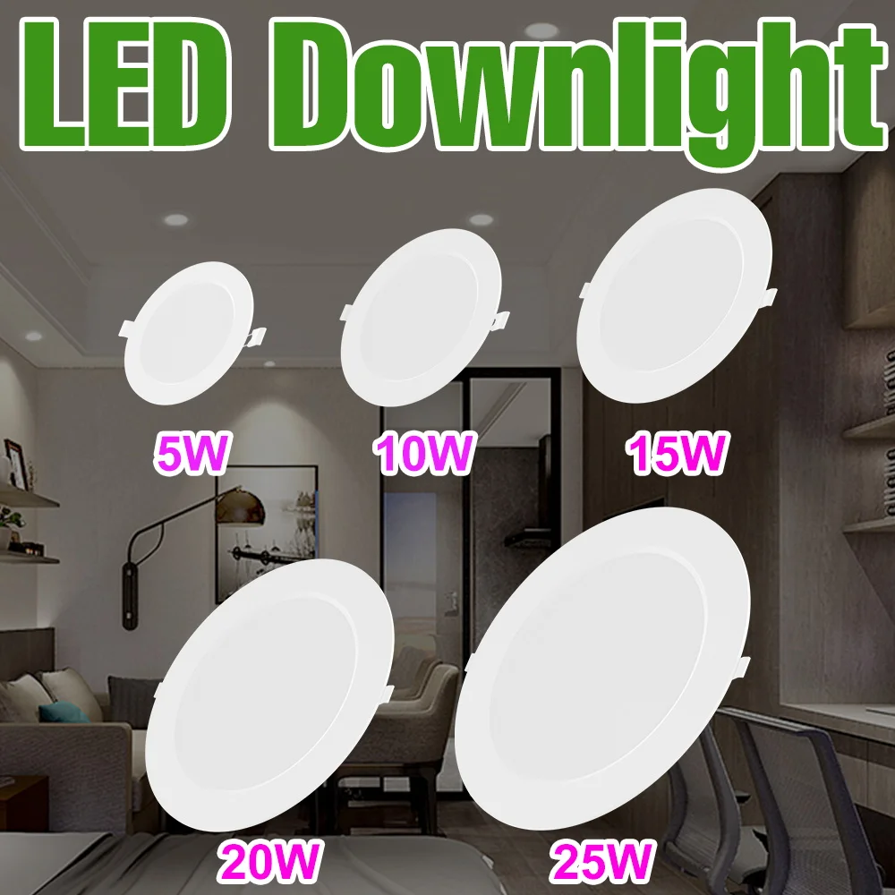 25W LED Ultra Thin Downlight AC220V Recessed Ceiling Lights Indoor Round Panel Lamp Living Room Bedroom Kitche Office Nightlight