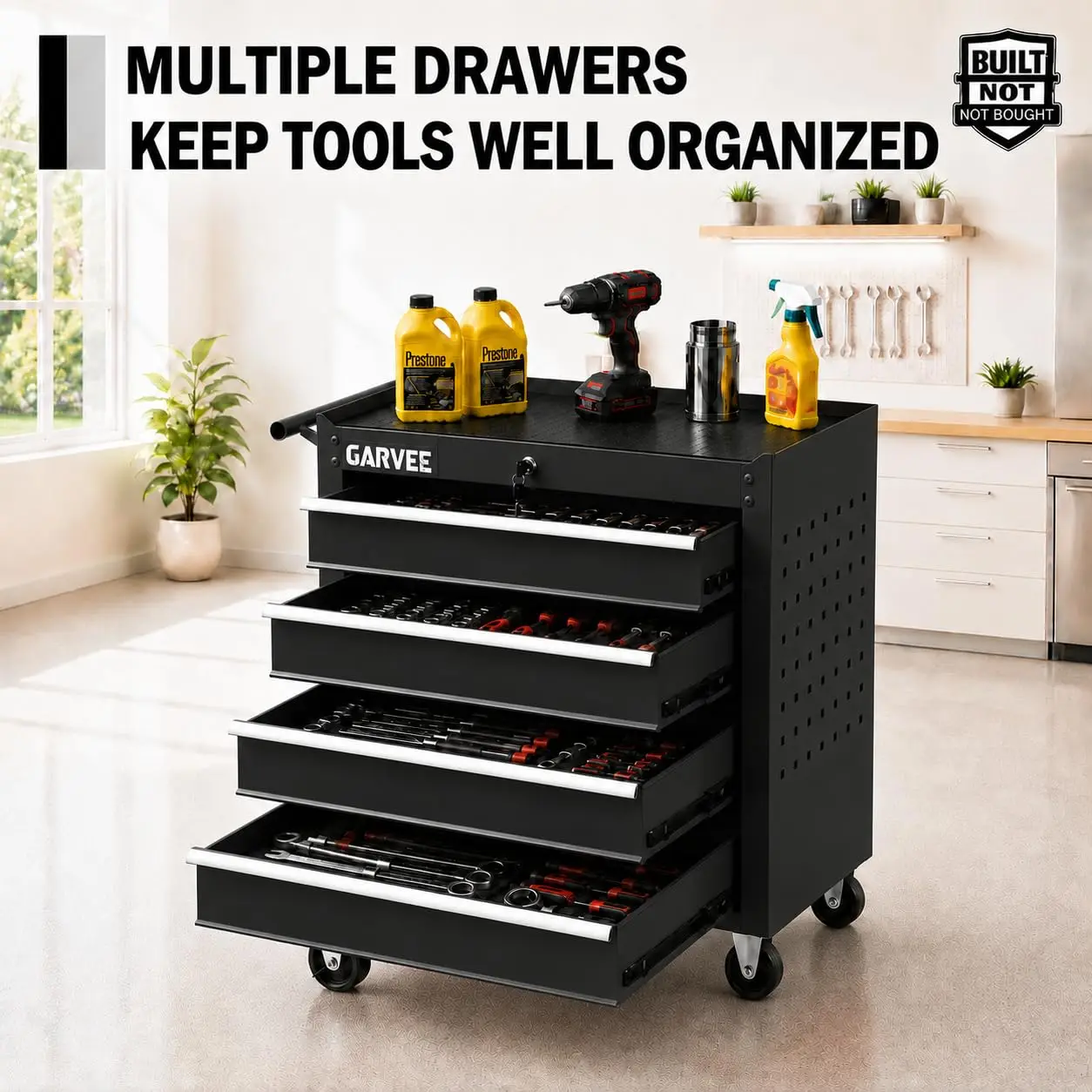 24 in Rolling Tool Chest with Wheels, 4-Drawer Tool Box Storage Cabinet - Locking Drawers, Drawer Liners, Mobile Tool Cart for Garage Workshop