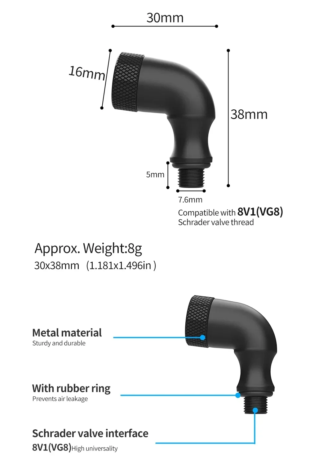 4 In 1 Universal Bicycle Air Nozzle with Extension Hose Clik Presta Schrader Dunlop Valves Bike Motorcycle Pump Portable Connect