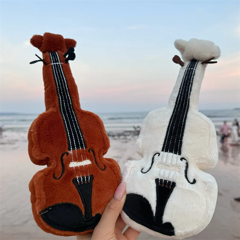 Violin Plushie Funny Decorative Ornaments Realistic Violin Doll Exquisite Simulation Figurine Plush Toys Birthday Gift For Child
