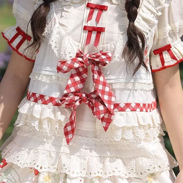 Original Lolita Vest Coats Female Cute Sweet Girls Japanese Style Top Women\'s Bow Strawberry Embroidery Lace Clothes New