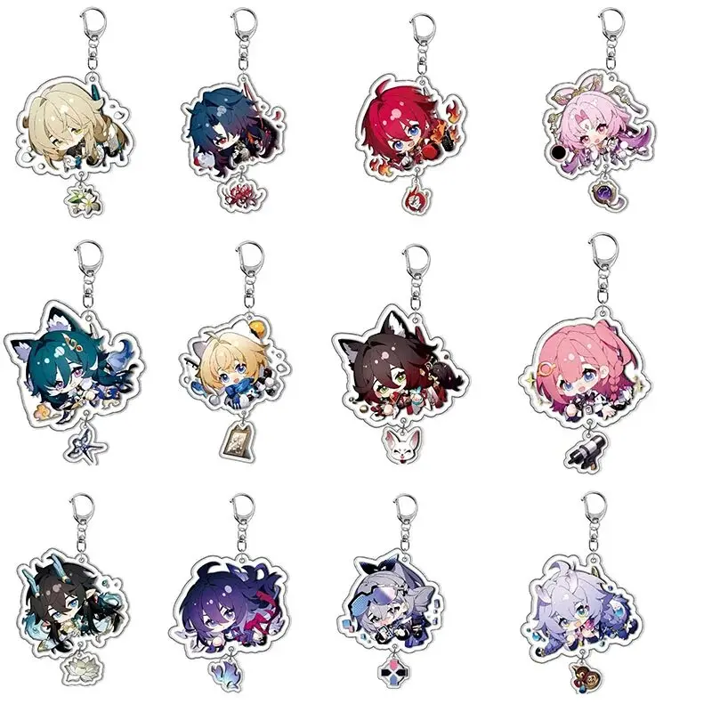 New Game Honkai Star Rail Keychain Dan Heng Bronya Rand Asta Herta Himeko Q Version Figure Acrylic Keyring Chaveio for Fans Gift