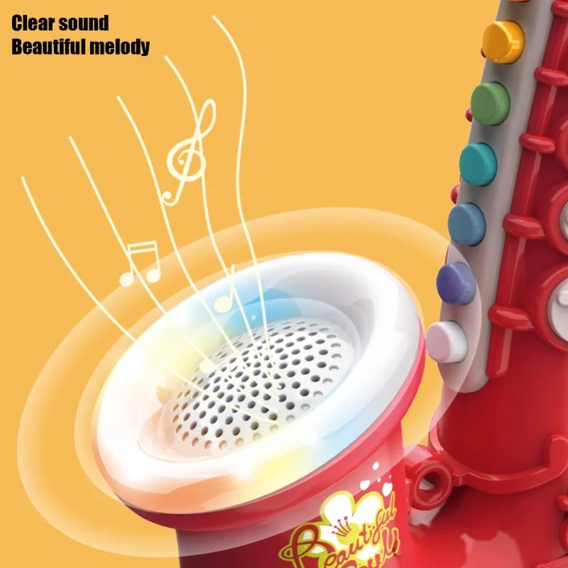 لعبة الساكسفون للأطفال للأولاد والبنات لعبة موسيقية جميلة قابلة للتعديل هدية عيد ميلاد للحفلات باللون الأحمر #6