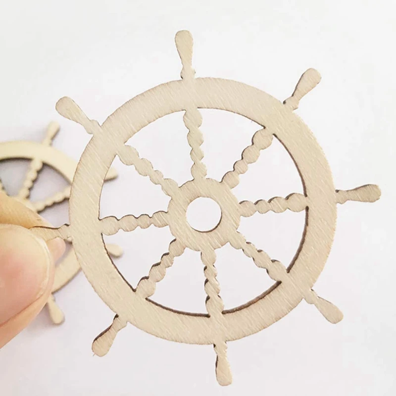 30 Pcs Unfinished Wood Anchor Rudder Cutouts For Arts Crafts DIY Projects Home Party Decoration