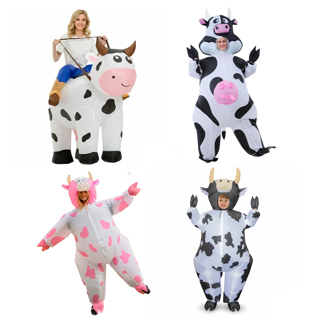 

Надувной семейный костюм быка для взрослых, забавный костюм коровы быка, унисекс, вечерние, косплей, праздничный подарок