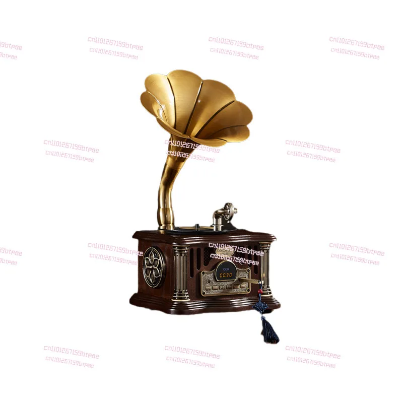 Mini phonograph shape creative ornament bluetooth speaker retro radio portable charging model