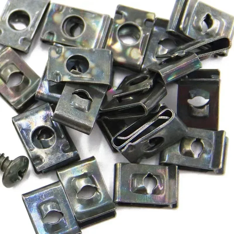 Car Fastener Clip U-Type Metal Screw Clips Tool for Motorcycle Engine Undertray Splash Shield Guard Bumper Screw Car Accessories