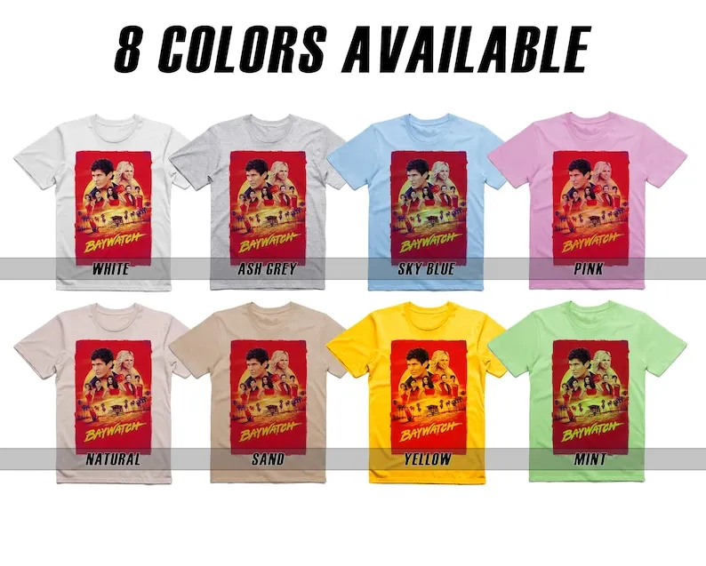 Bay Watch V2 Vintage Movie Poster t-Shirt Unisex Multicolor T shirt all sizes S-5XL