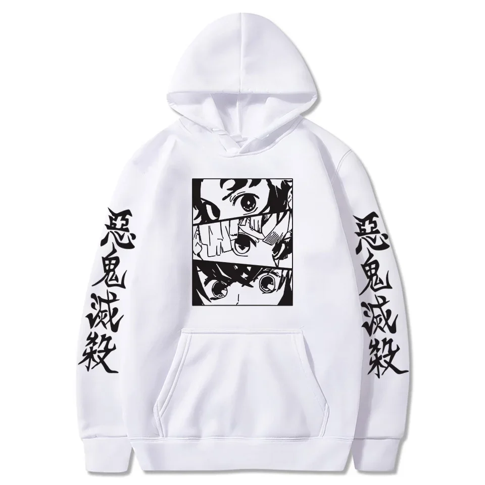 Hot Sale Japan Anime Demon Slayer Kamado Tanjirou Hoodies Fashion Cartoon Agatsuma Zenitsu Eyes Pullover Top Harajuku Sweatshirt