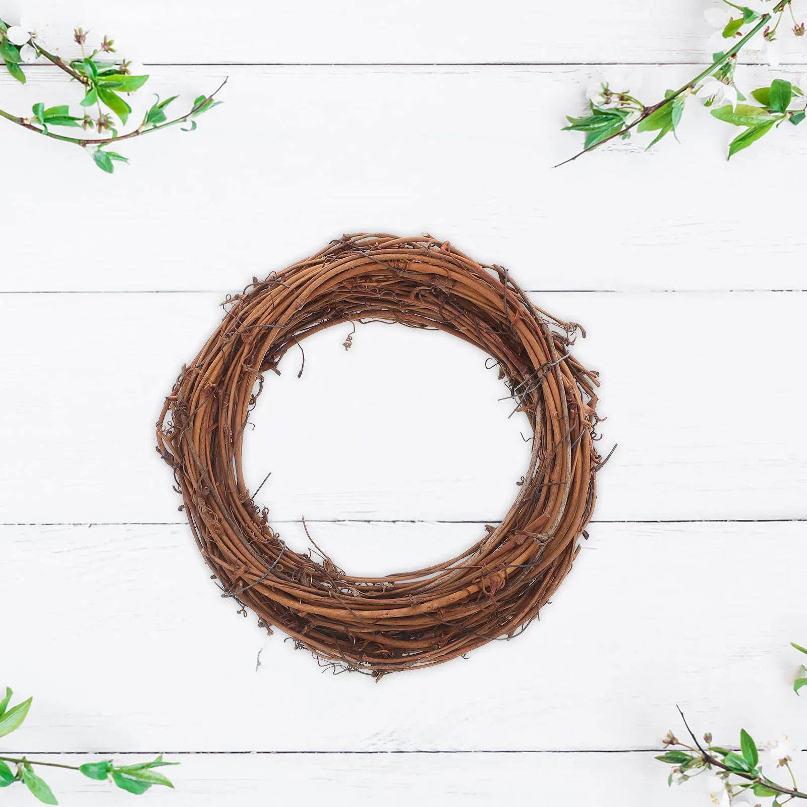

2pcs Natural Grapevine Wreaths Handmade Rattan Vine Branch Diy Craft Wall Hanging Decor For Christmas Wedding Party Door