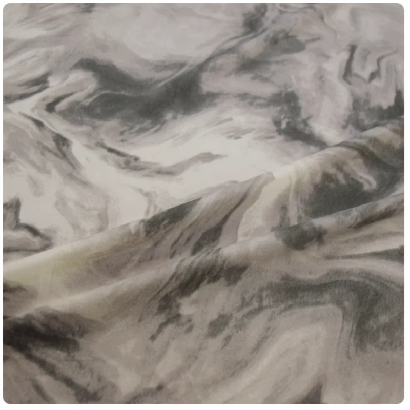 Chinese Wind Senior Feeling Water Ink Abstract Smudge Print Chiffon Fabric for Dress, Cheongsam Han Cloth, Sewing Tissue T2060