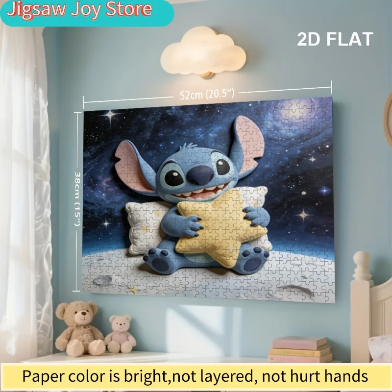 Disney Disney Stitch and Mickey Home Decor Print | 2D Flat Jigsaw Puzzle, Ideal for Adult Brain Teasers, Family Game Nights, C