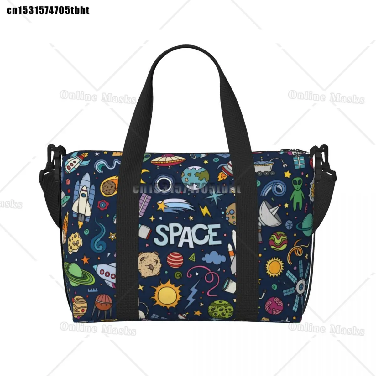 Space Universe Sun Planet Beach Tote Bag for Women Extra Large Gym Carry On Astronaut Spaceship Travel Shopping Bags