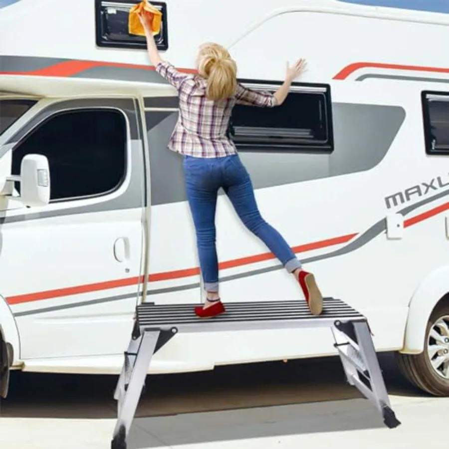 منصة عمل كبيرة الحجم وخفيفة الوزن من الألومنيوم مع 4 خطوات للاستخدام الداخلي والخارجي مثالية لصيانة تحسين المنزل #5