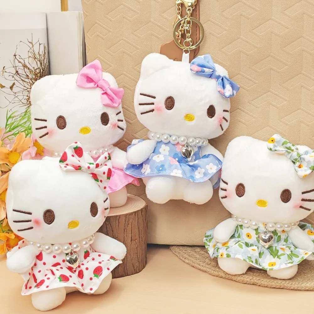 Cute Hello Kitty Plush Keychain Multicolor Cartoon Cat Keychain Charm for Backpack Car Keychains Soft Plush Material Keychain Gifts for Festival Wedding Party