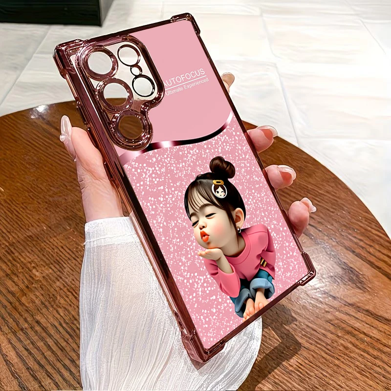Cute Pouting Girl Case for Samsung Galaxy S26 Ultra 5G S25 Plus S24 FE S23 S22 A53 A34 A55 A54 A36 A35 A52 Transparent TPU Cover