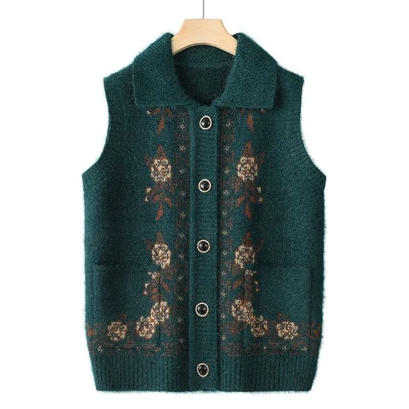 

Vest Women's Autumn New Knitted Cardigan Vest Temperament Retro Sweater Vest Latest Style