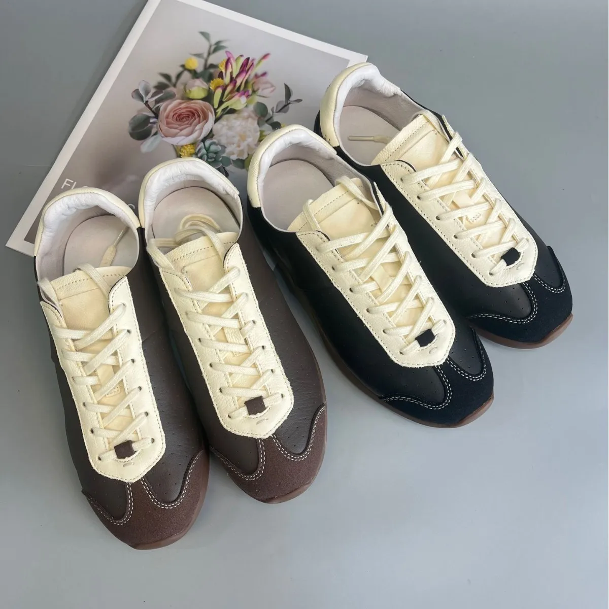 

True leather training shoes comfortable soft soled shoes 2025 summer new item niche casual color blocked breathable sports shoes