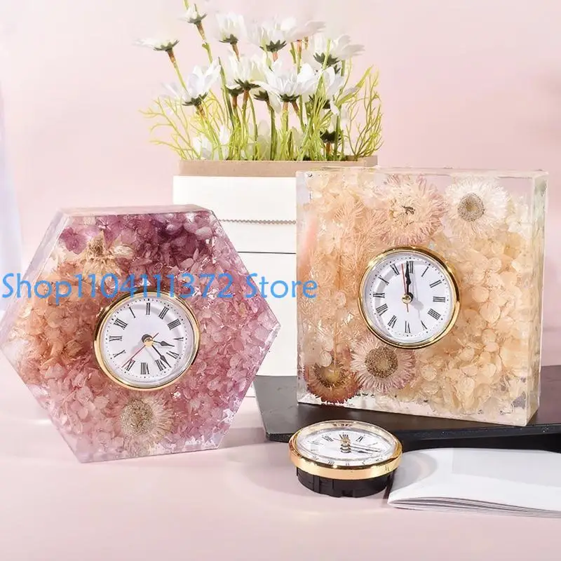 P9FE Bookend Tischuhr Harzform hexagonal quadratische ovale rechteckige Silikonform zur Konservierung von Blumen DIY – Detail 2