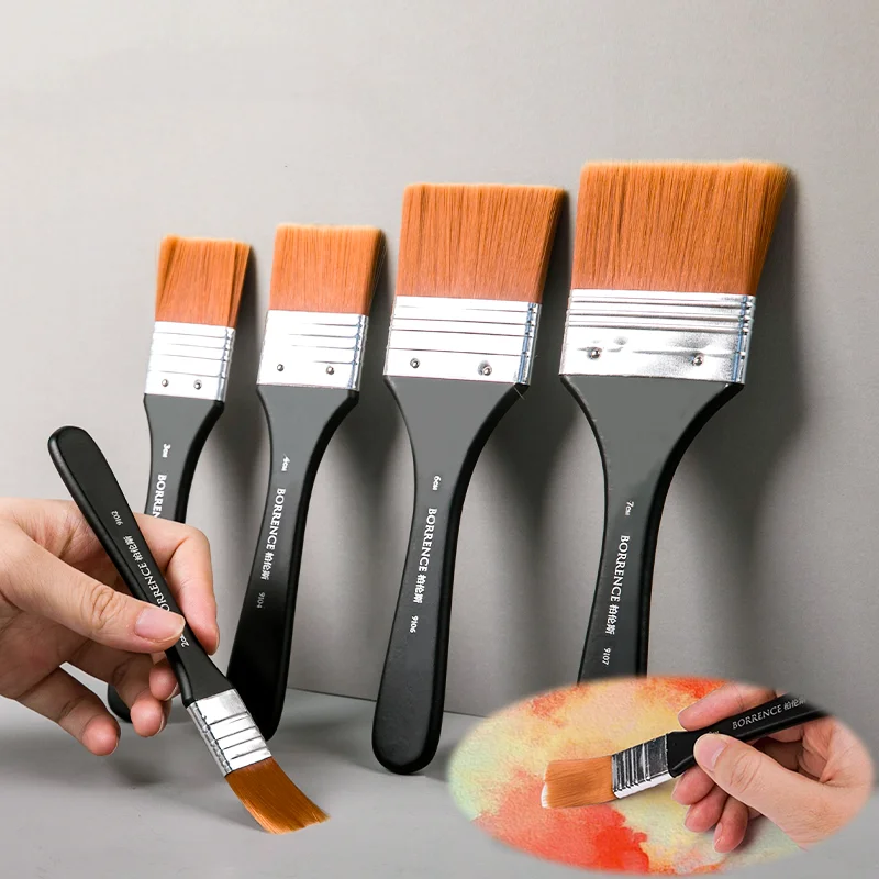 Borrence 2/3/5Pcs/Set Nylon Paint Brushes Oil Paint Brush Watercolor Paint Wooden Painting Brush Drawing Art Tools Supplies