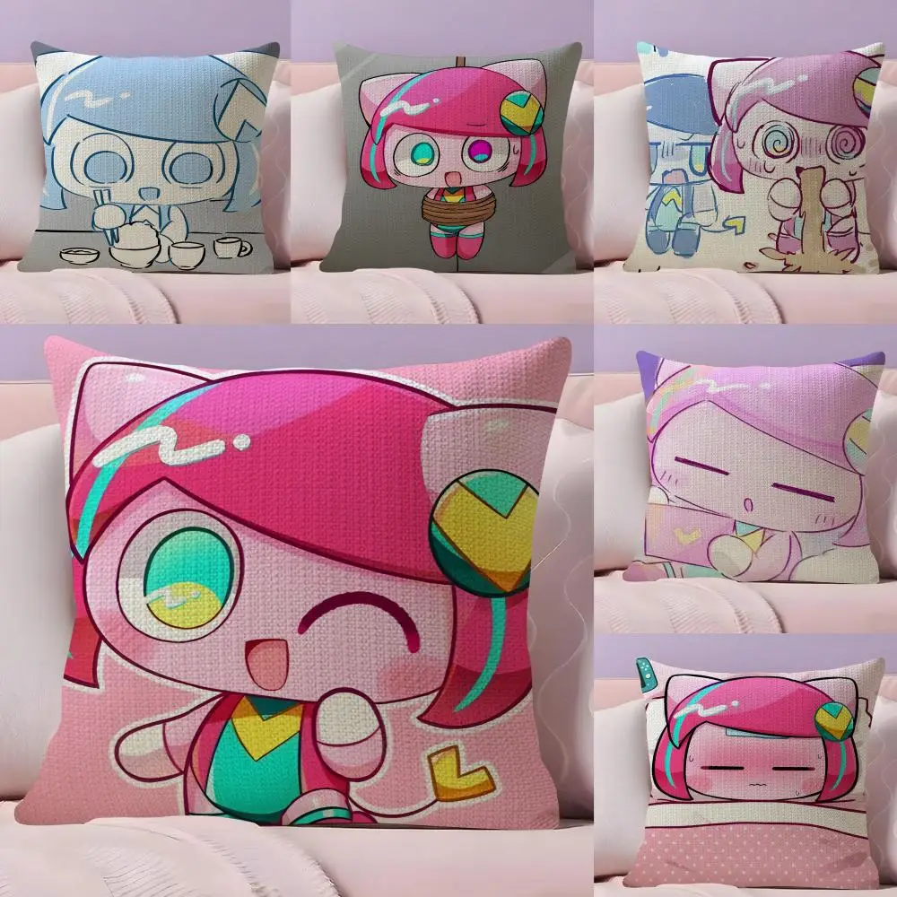 

P-Pepoyo Чехол для подушки с рисунком аниме, наволочка из натурального льна, двусторонний принт, декоративная наволочка для дивана, домашний декор, подарок