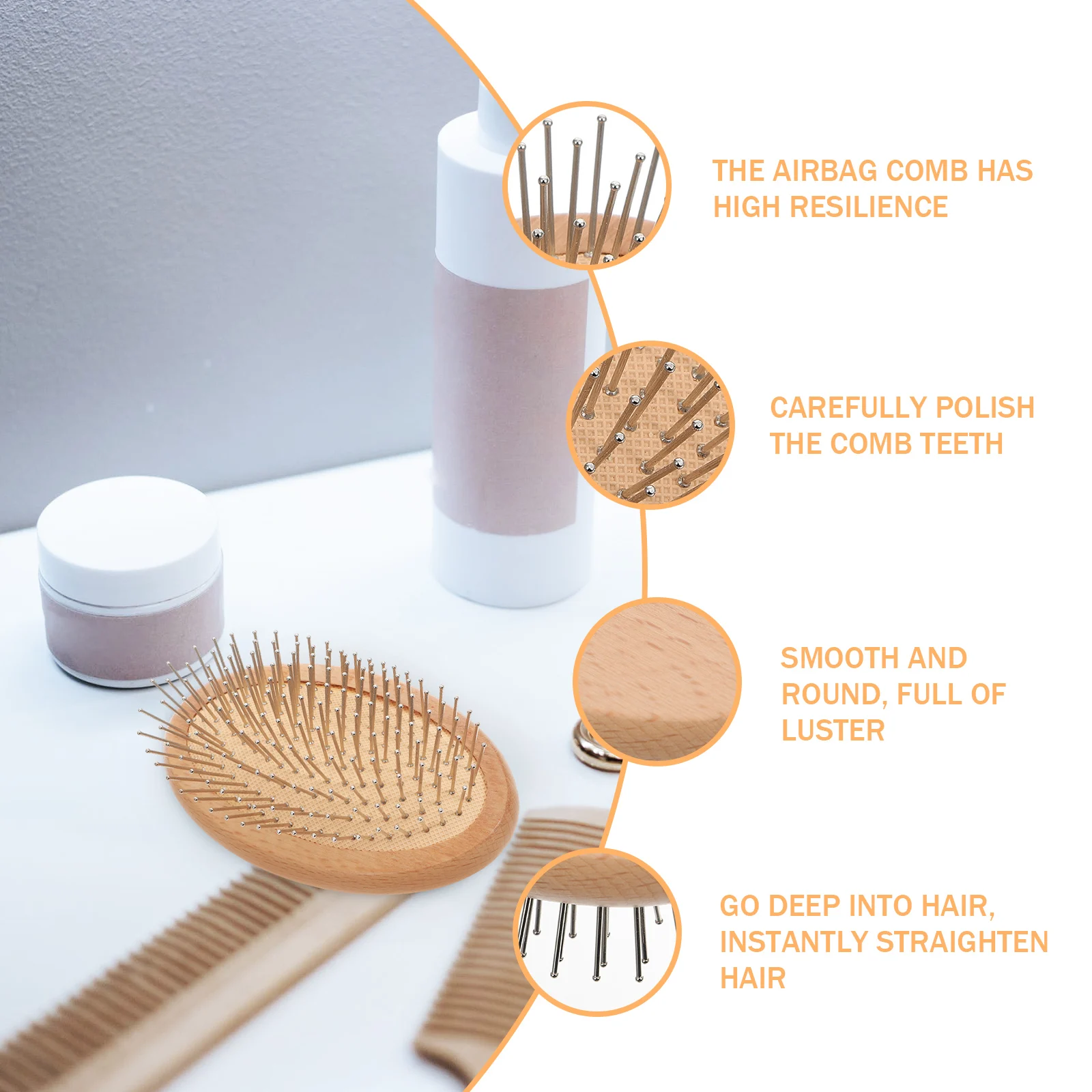 

Comb High Resilience Lightweight Smooth Rounded Teeth Hair Scalp Massager Detangling Comb Massage Combs