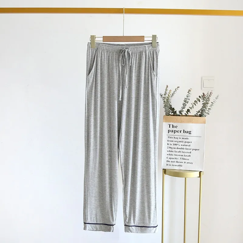 Japanese new Spring and Summer Cool Trousers Men Comfortable Modal Trousers Male Large Size Home Pants Gray Simple Casual Pants