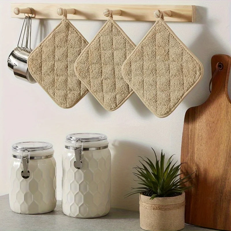 Square Pot Mat,Pure Cotton Heat-resistant Pad,Cooking Kitchen Insulation Pad,Used for Cooking, Baking,House with Hanging Ring