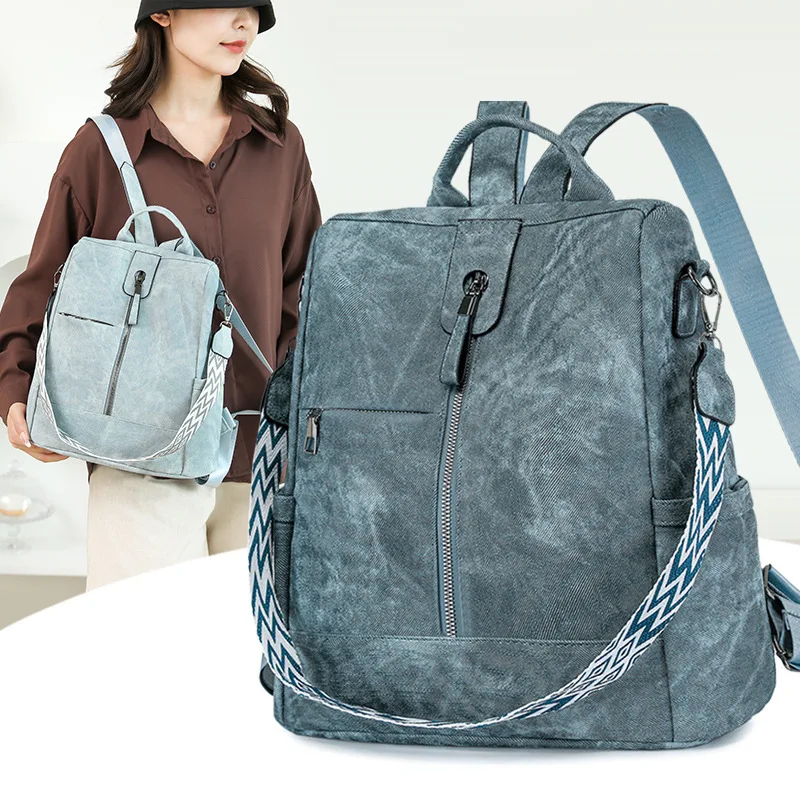 한국 스타일 여성 백팩 여대생 출퇴근 고급 니치 단색 여행 학교 가방