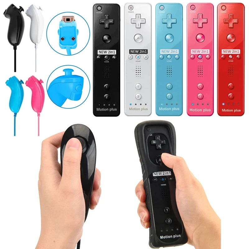 Optional Motion Plus Remote Controller for Wii Remote Controller Gamepad with Nunchuck Controller for Nintendo Wii Games Control