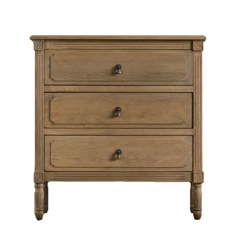 

French solid wood bedside table simple 2022 new Nordic ash wood bedroom storage cabinet American retro