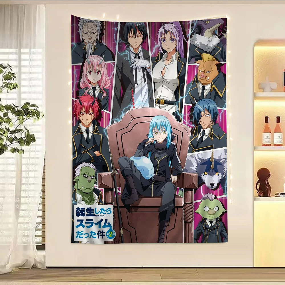 Shitara Slime Datta Anime Tapestry Hanging Tarot Hippie Wall Rugs Dorm Wall Hanging Sheets